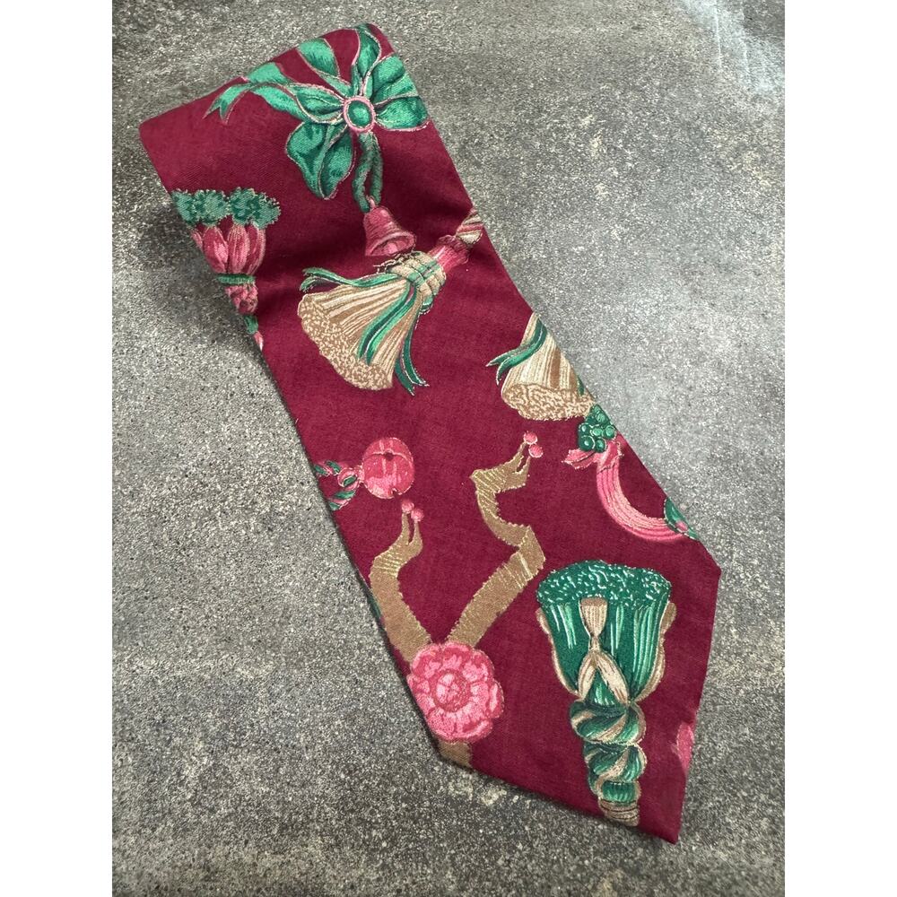 Cornerstone Men’s Holiday Tie Ribbons 56"Long Multi Color Festive Holiday VTG